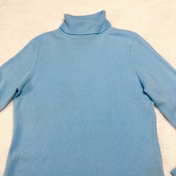 Sutton Studio Cashmere Turtleneck Sweater Women's Large Blue Minimalist Cozy - Picture 2 of 11